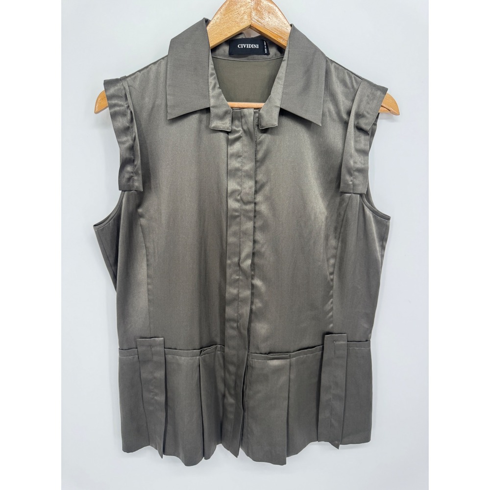 Cividini Sleeveless Silk Blend Blouse Women EUR 48 US 12 Satin Luxury Elegant